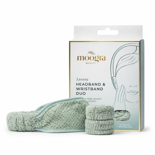 Soft Microfiber Headband & Wristbands for Skincare Routine